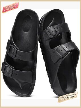 Women's Comfort Sandals with Arch Support Double Buckle Adjustable EVA Slides